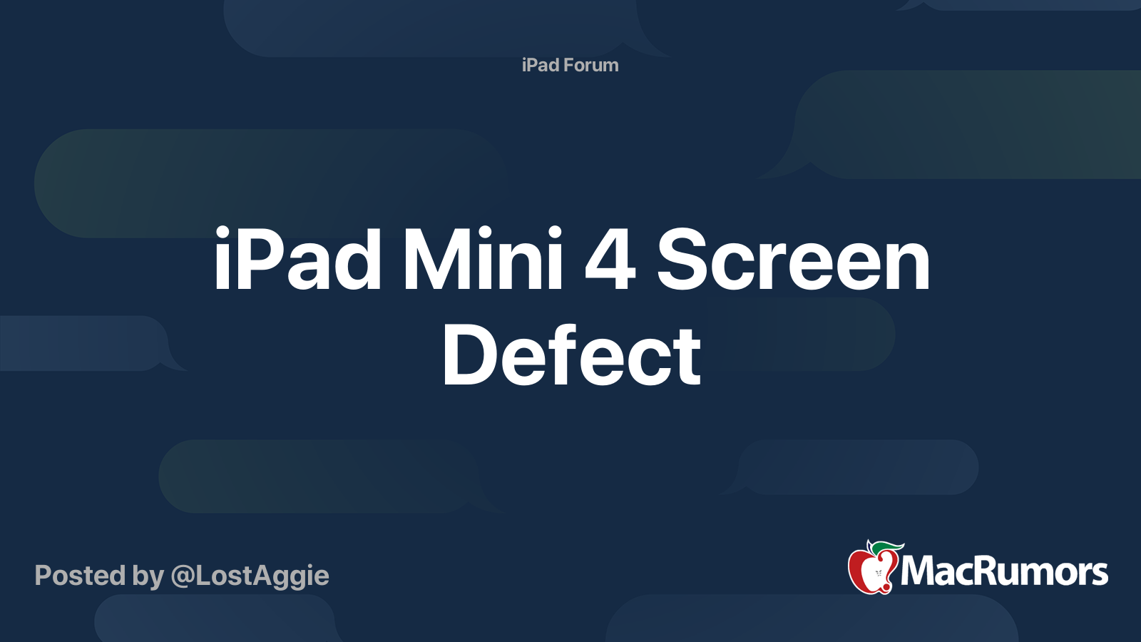 iPad Mini 4 Screen Defect | MacRumors Forums