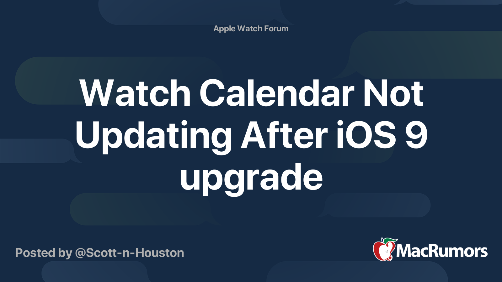 Watch Calendar Not Updating After IOS 9 Upgrade MacRumors Forums