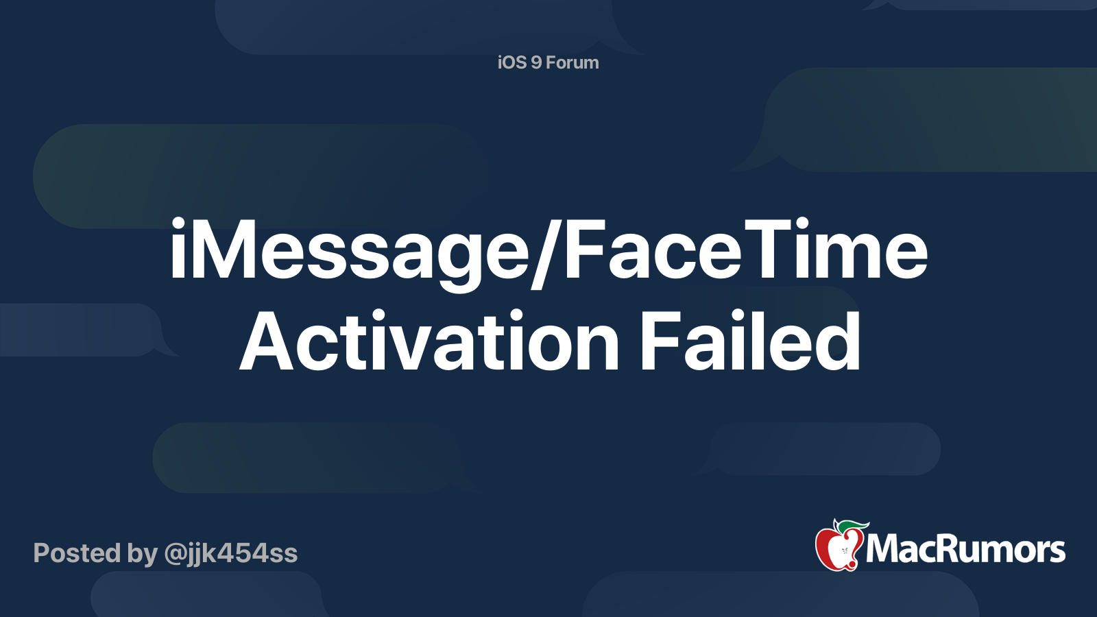 iMessage/FaceTime Activation Failed MacRumors Forums