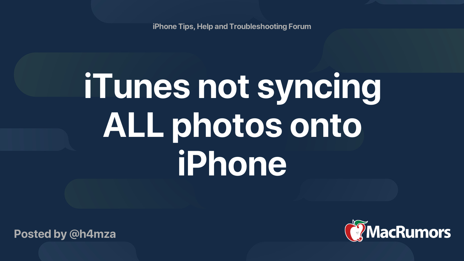iTunes not syncing ALL photos onto iPhone | MacRumors Forums