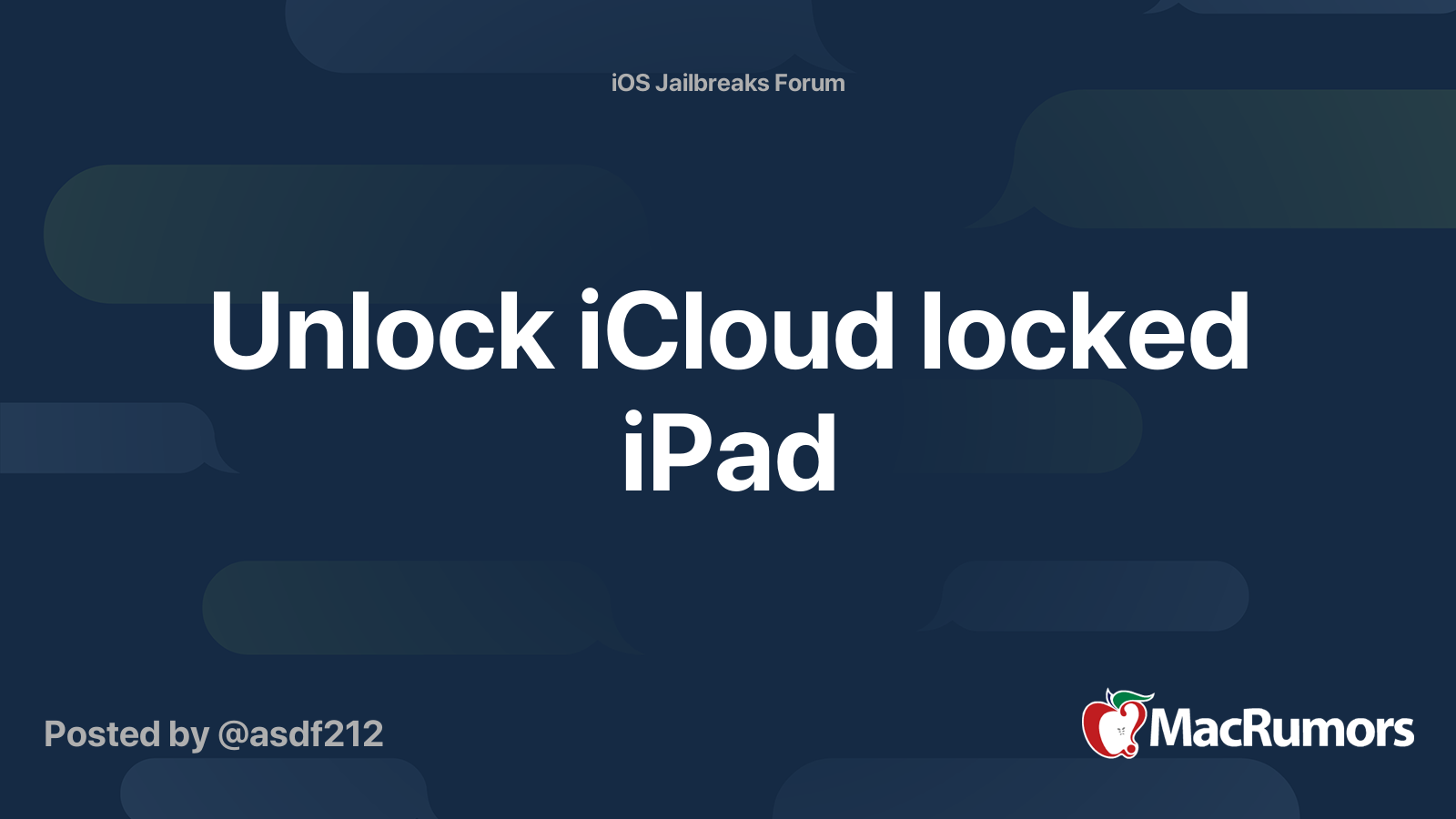 Unlock Icloud Locked Ipad Macrumors Forums