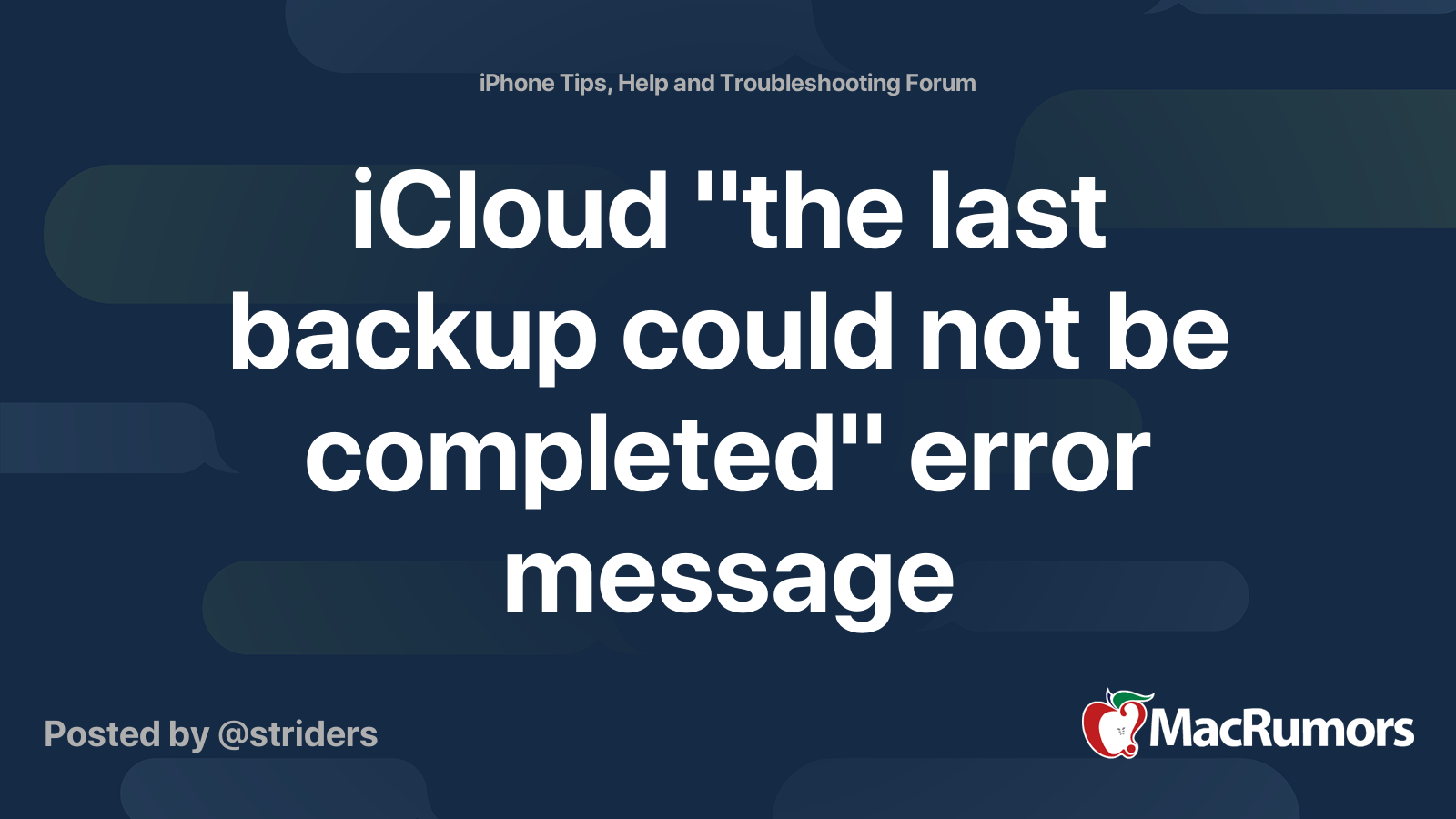 iCloud "the last backup could not be completed" error message