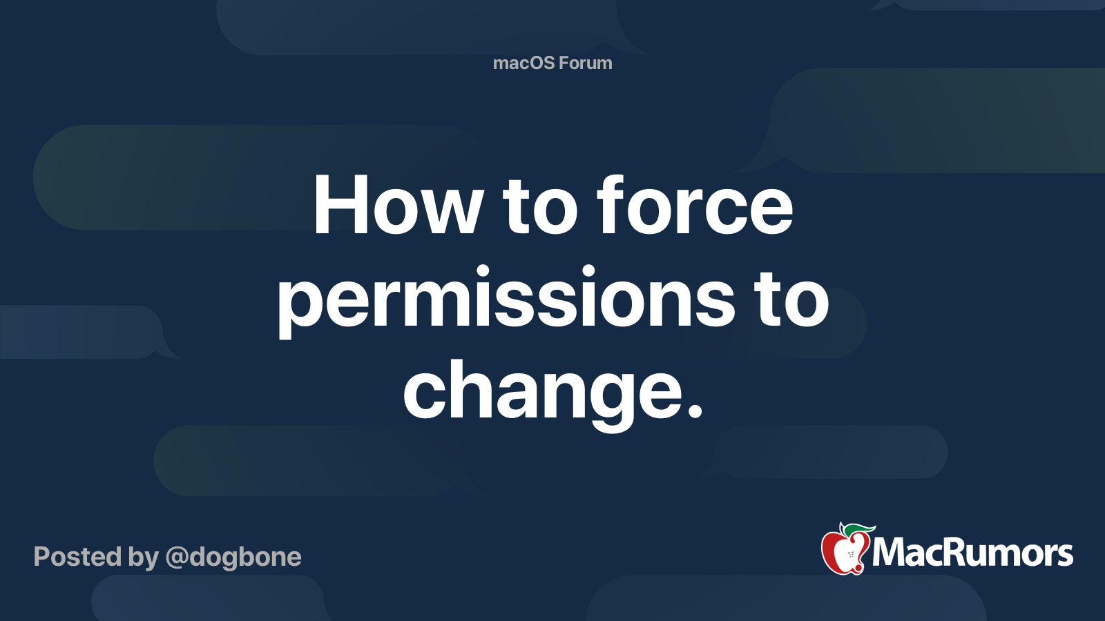 How To Force Permissions To Change Macrumors Forums