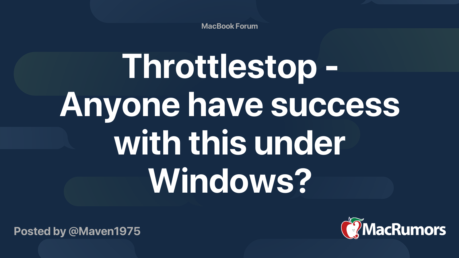 Throttlestop Anyone have success with this under Windows? MacRumors
