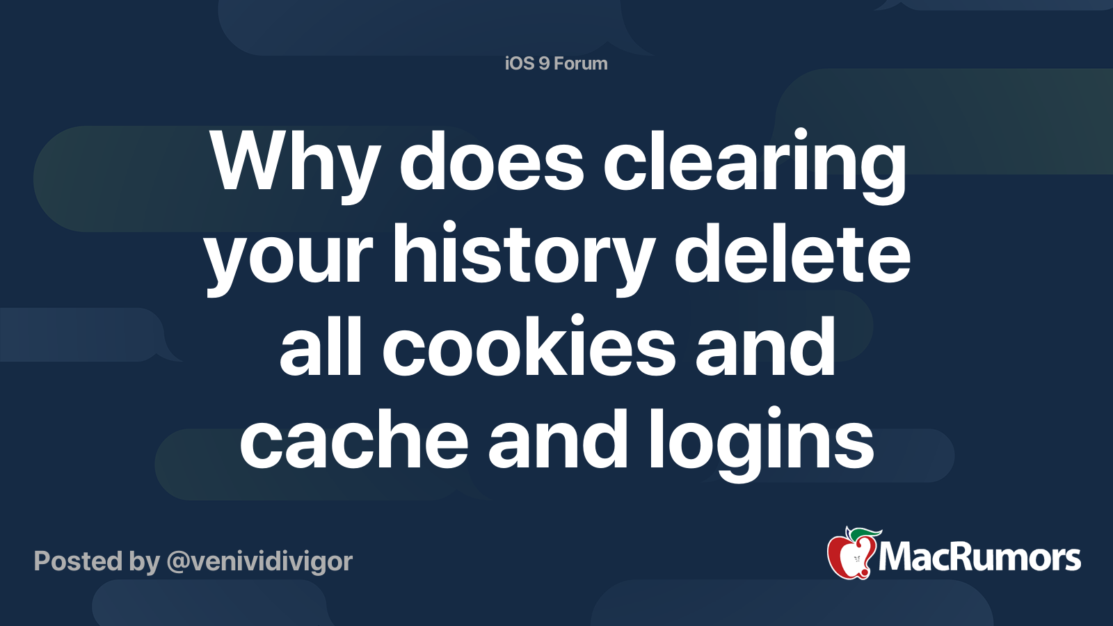 Why does clearing your history delete all cookies and cache and logins too? MacRumors Forums