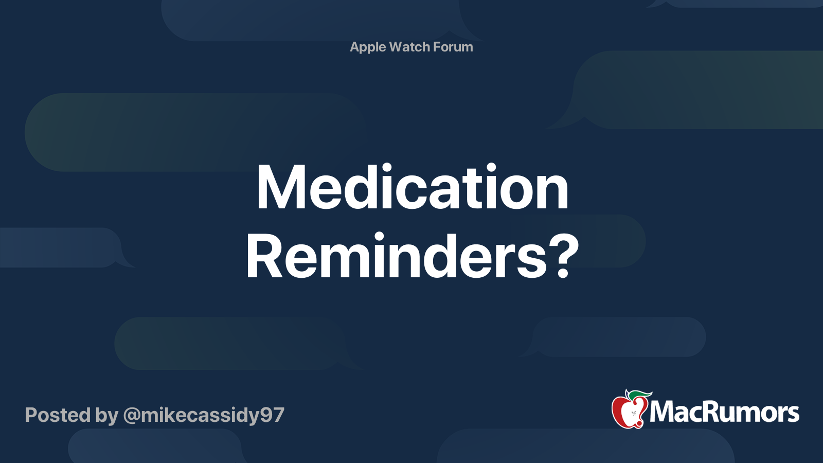 Medication Reminders? | MacRumors Forums