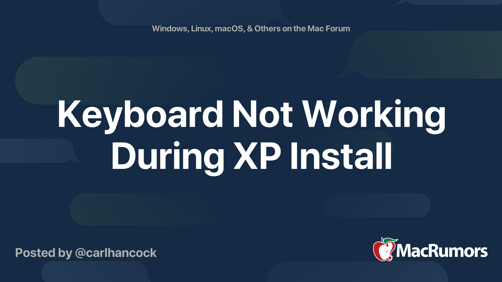 Keyboard Not Working During XP Install MacRumors Forums