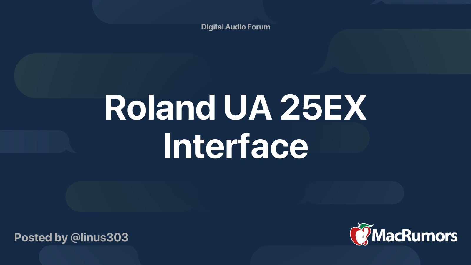 Roland UA 25EX Interface | MacRumors Forums