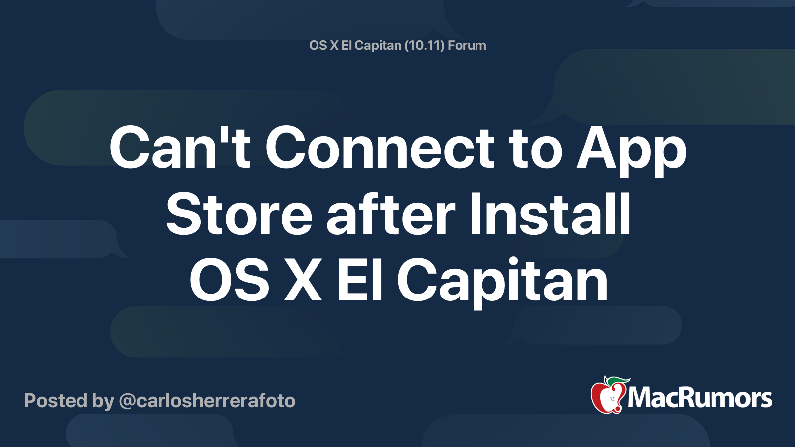 Can't Connect to App Store after Install OS X El Capitan MacRumors Forums