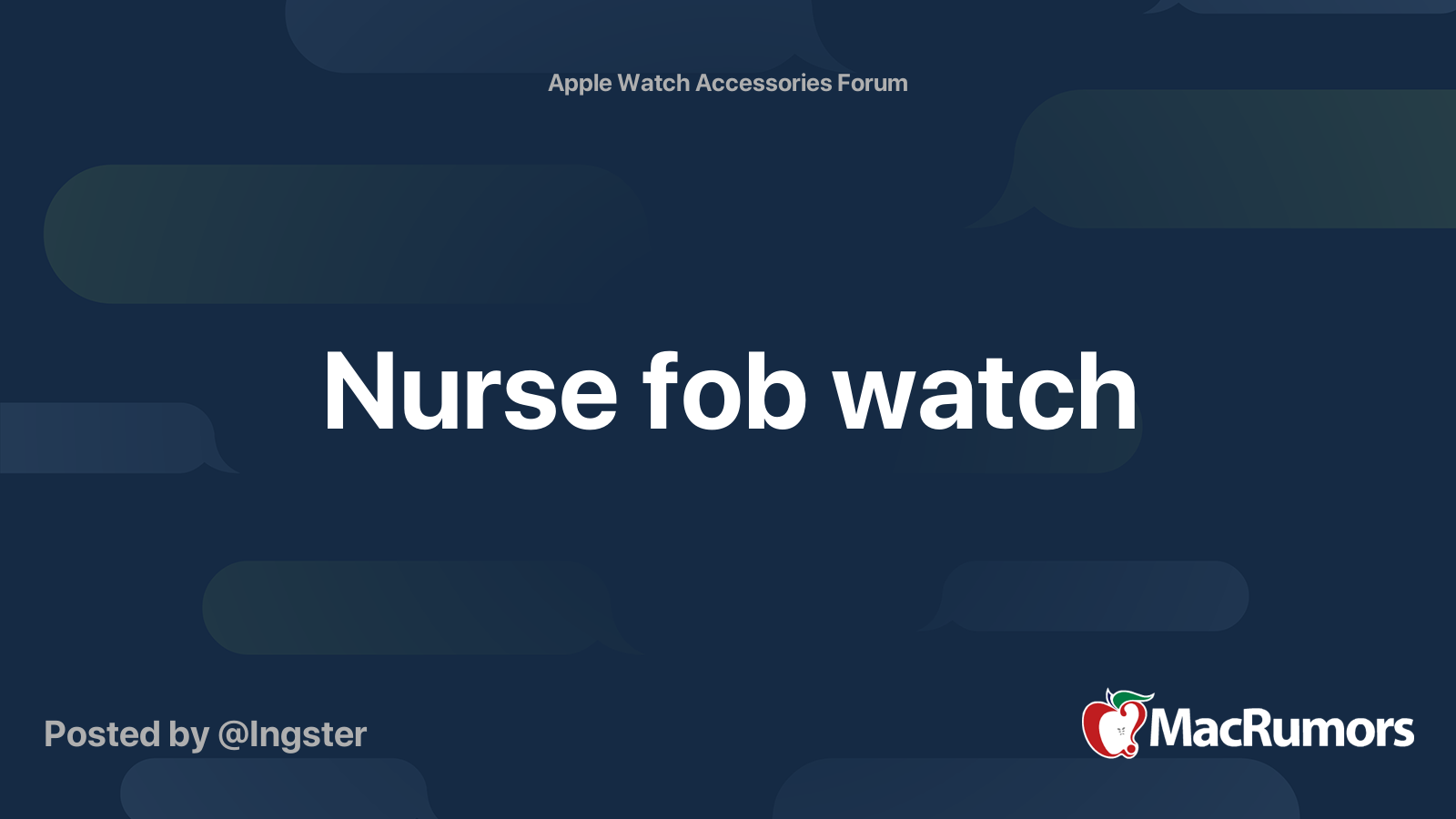 Nurse fob watch MacRumors Forums