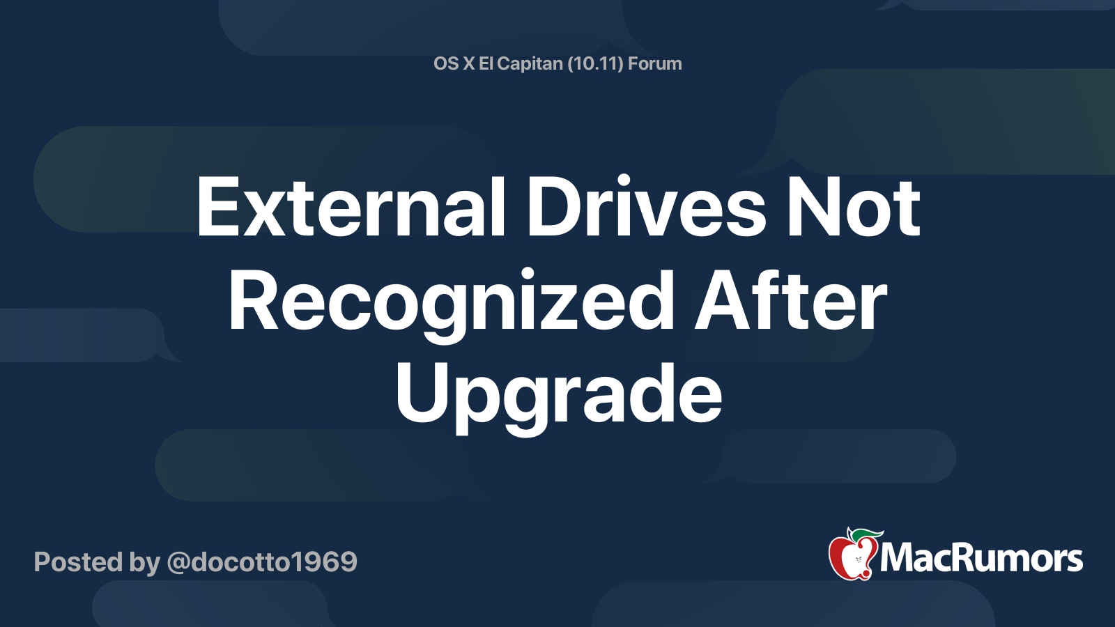 External Drives Not Recognized After Upgrade | MacRumors Forums