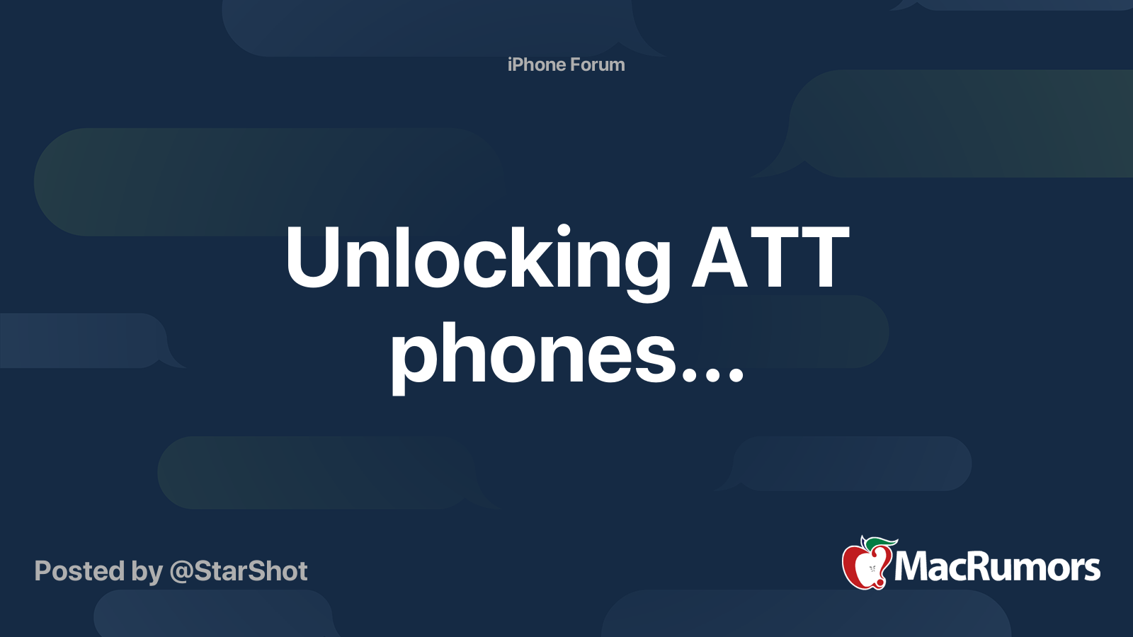 Unlocking ATT phones... MacRumors Forums