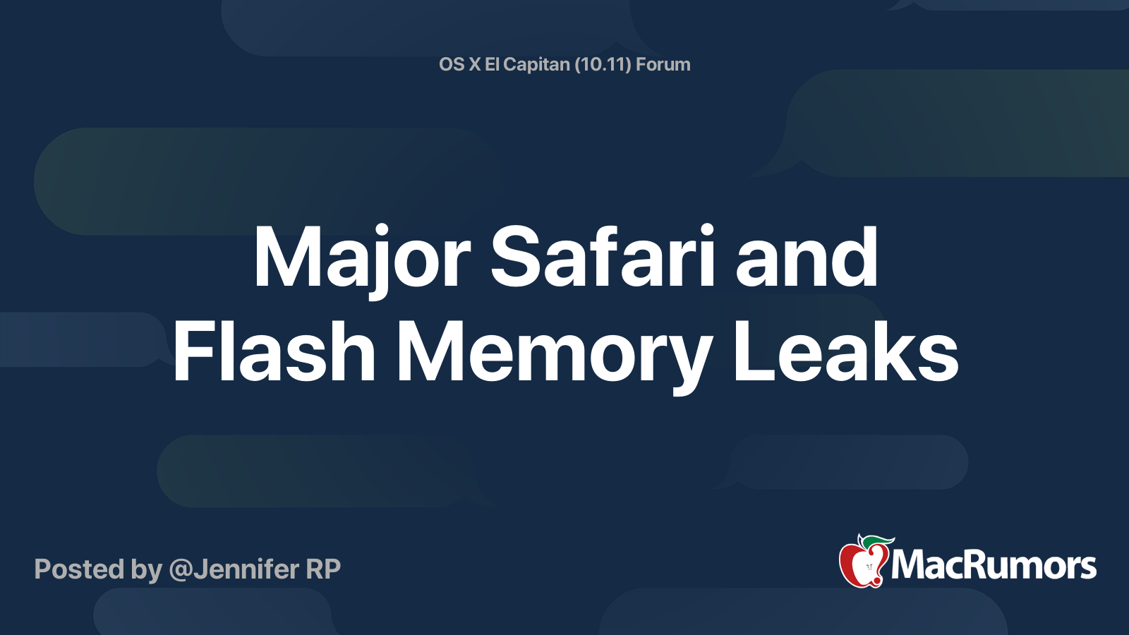 Major Safari and Flash Memory Leaks | MacRumors Forums