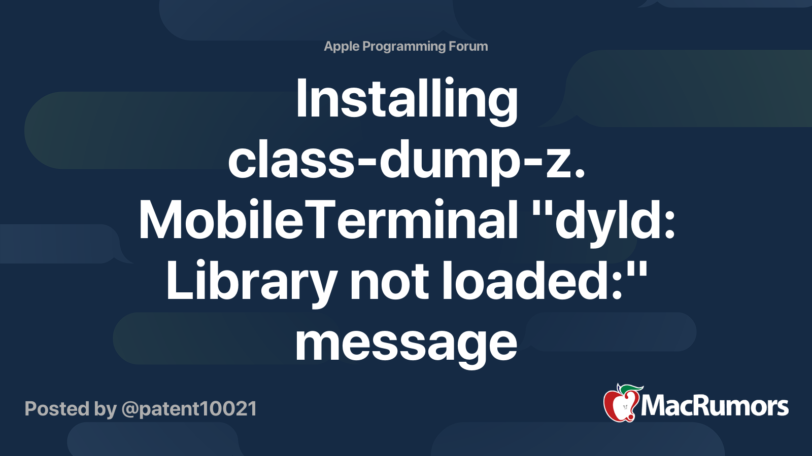 Installing class-dump-z. MobileTerminal "dyld: Library not loaded ...