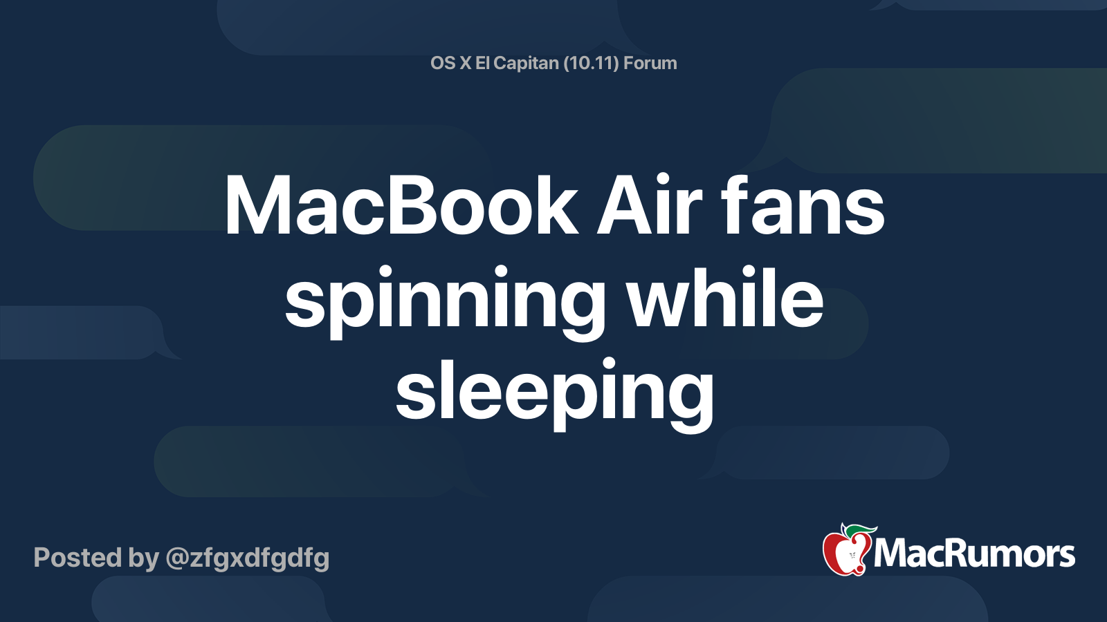 MacBook Air fans spinning while sleeping MacRumors Forums
