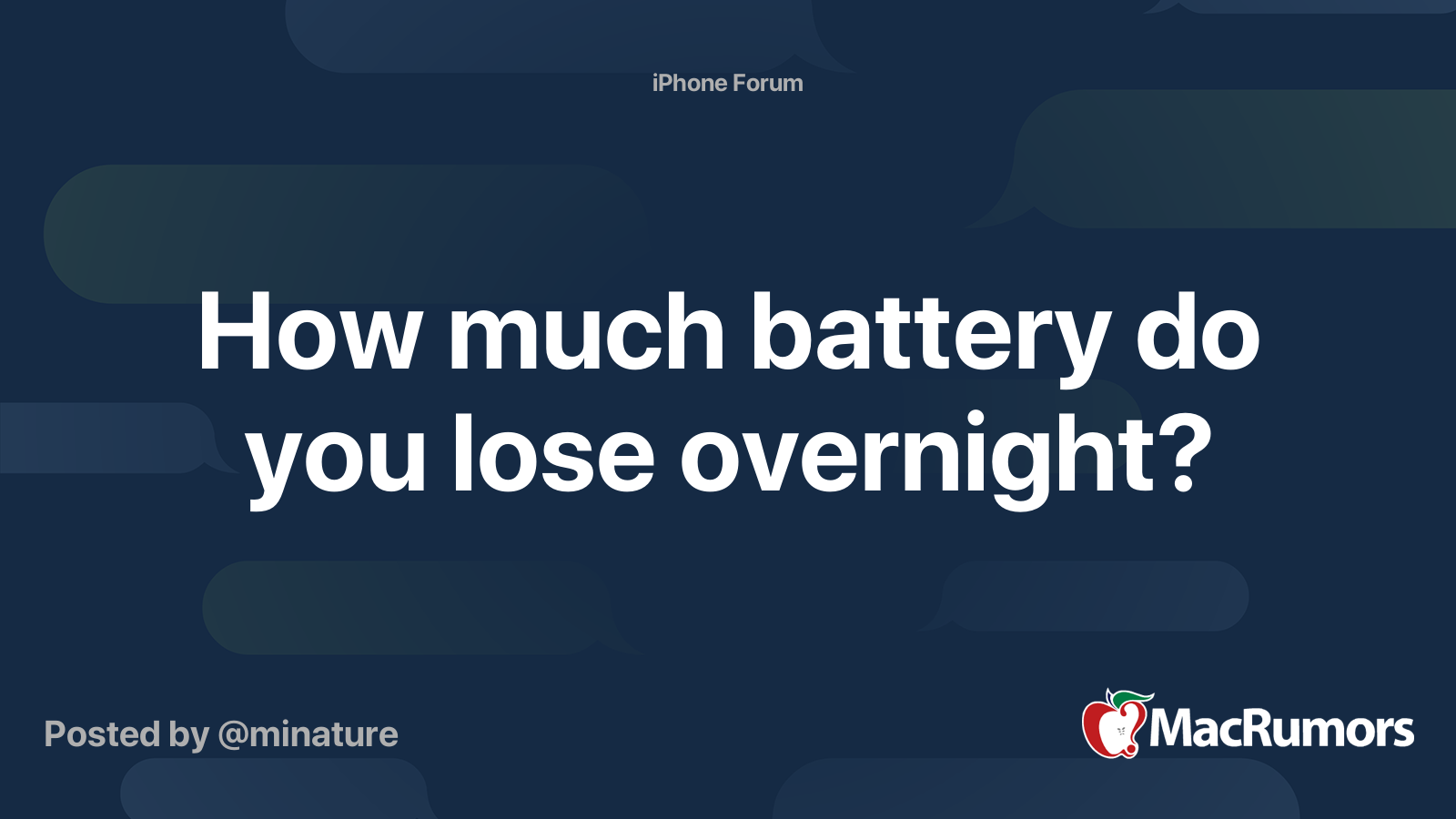 How much battery do you lose overnight? MacRumors Forums