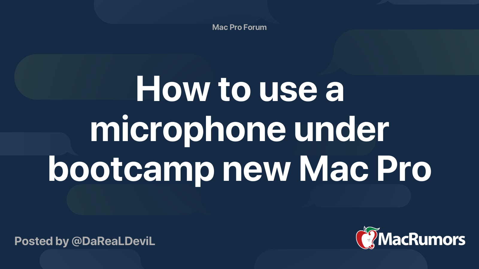 How To Use A Microphone Under Bootcamp New Mac Pro Macrumors Forums