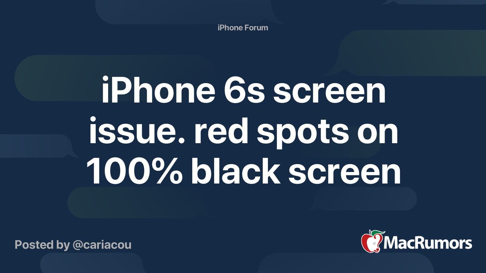 iPhone 6s screen issue. red spots on 100% black screen | MacRumors Forums