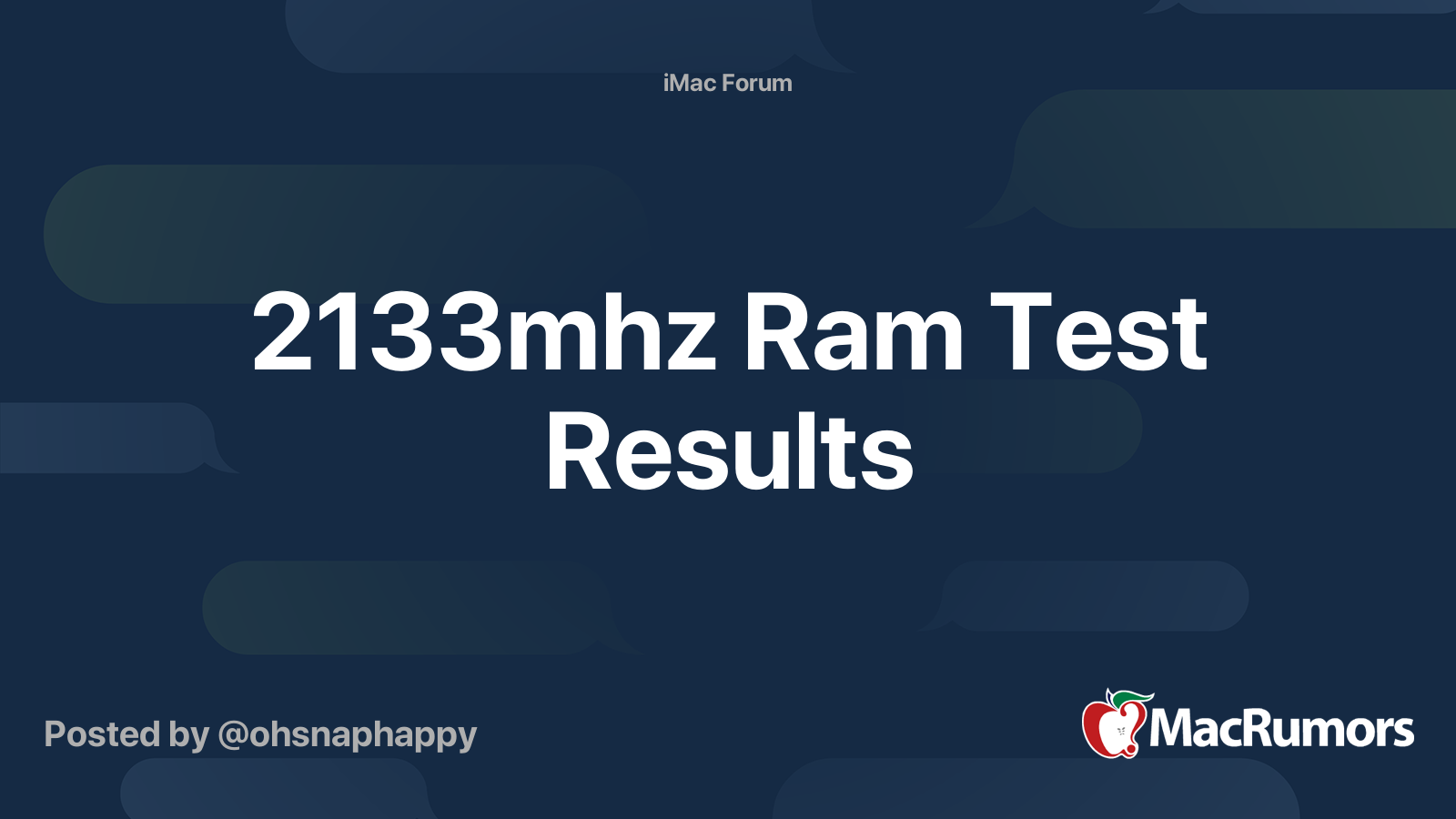 2133mhz Ram Test Results MacRumors Forums