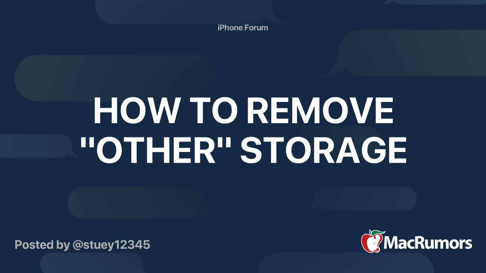 HOW TO REMOVE "OTHER" STORAGE MacRumors Forums