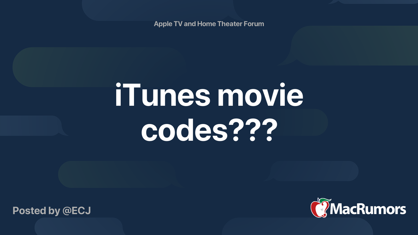 iTunes movie codes??? MacRumors Forums