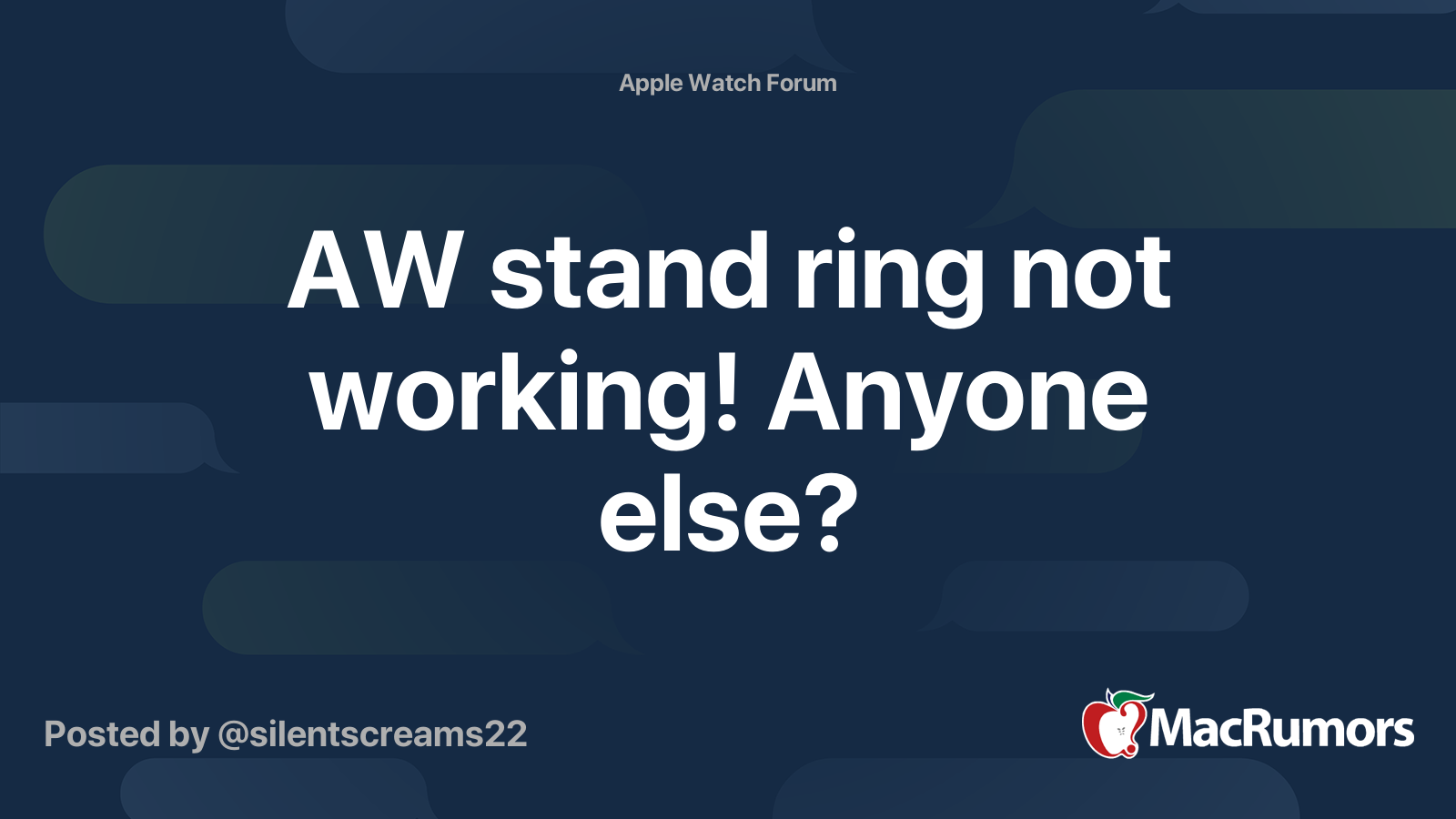 AW stand ring not working! Anyone else? MacRumors Forums