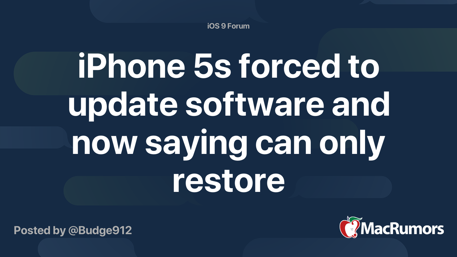 iPhone 5s forced to update software and now saying can only restore
