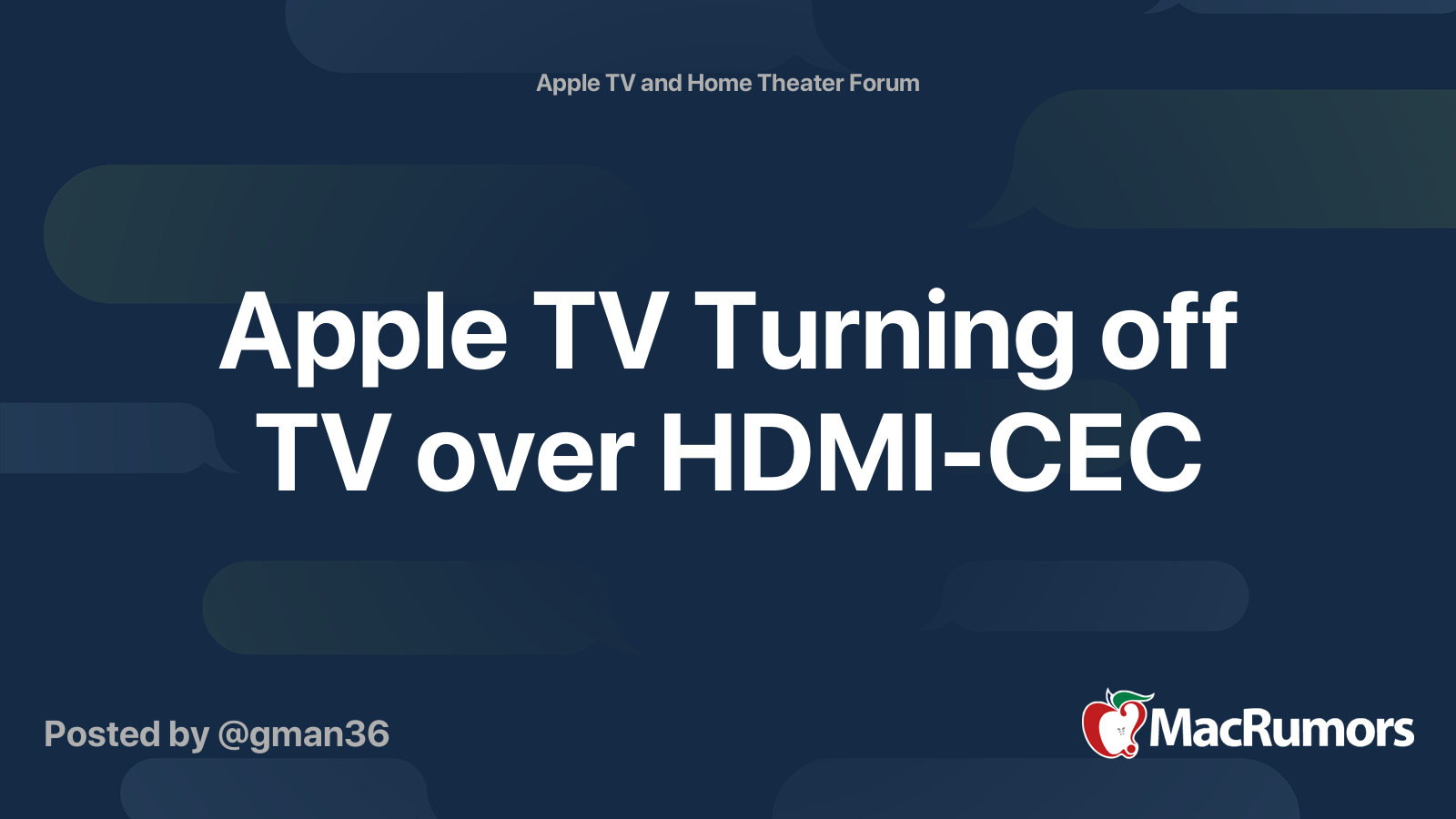 Apple TV Turning off over HDMI-CEC | MacRumors