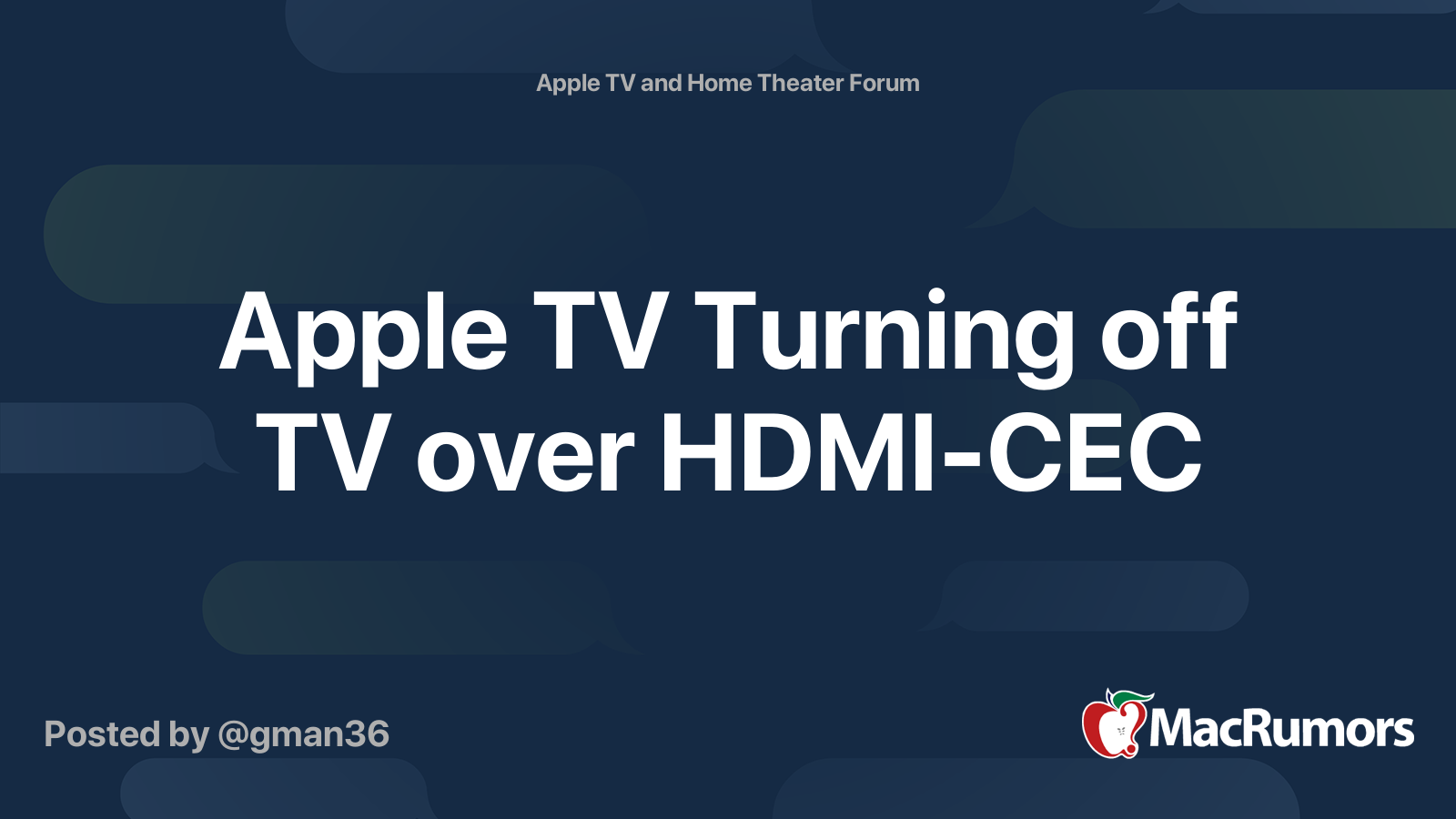 Apple TV Turning off TV over HDMI-CEC | MacRumors Forums