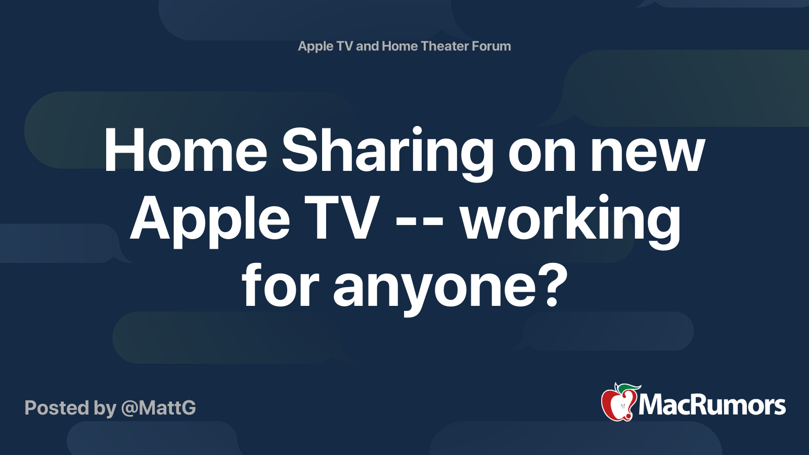 Home Sharing on new Apple TV working for anyone? MacRumors Forums