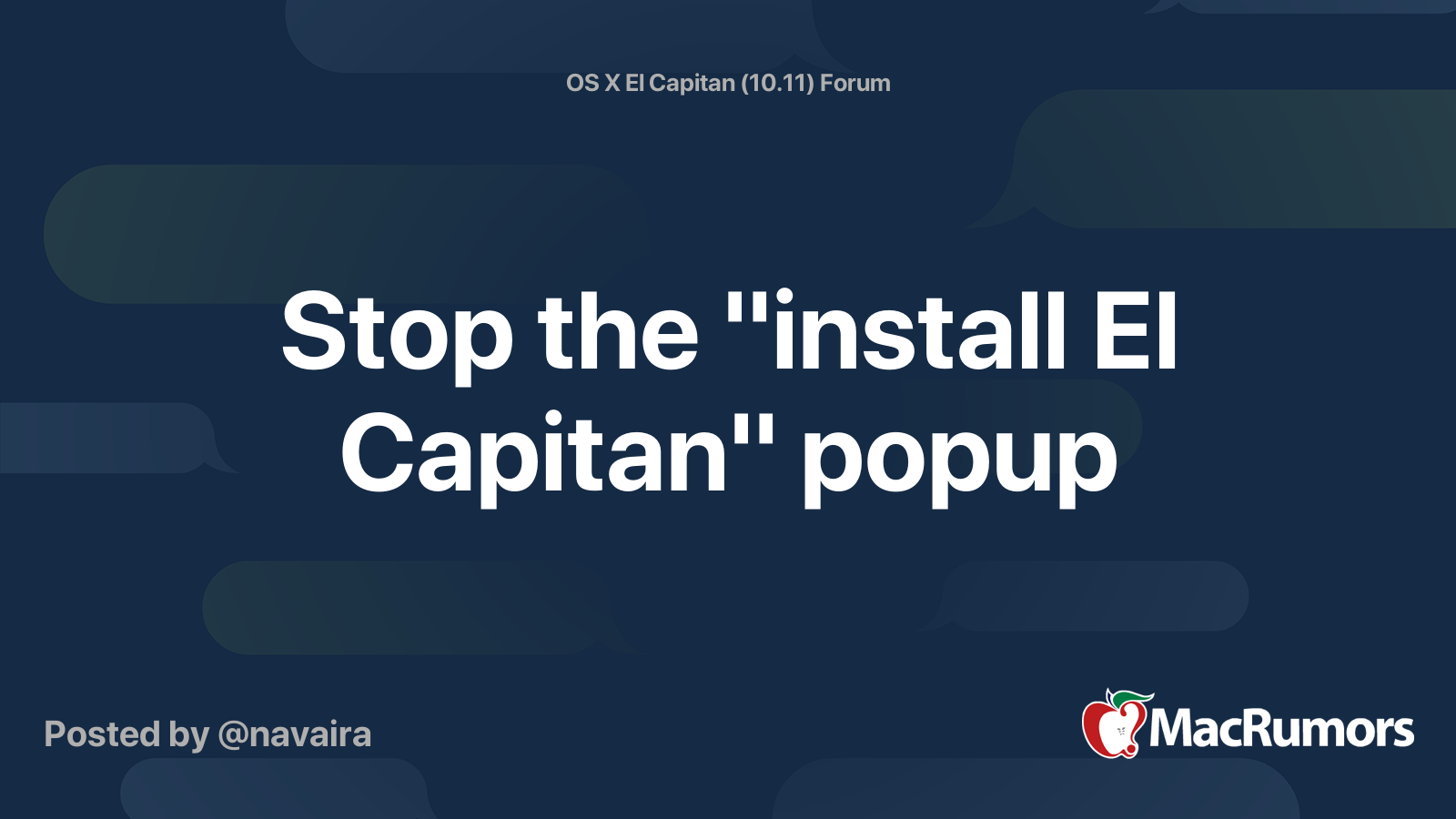 Stop the "install El Capitan" popup | MacRumors Forums