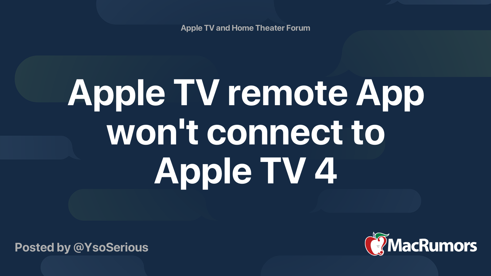 Apple TV Remote App Won t Connect To Apple TV 4 MacRumors Forums