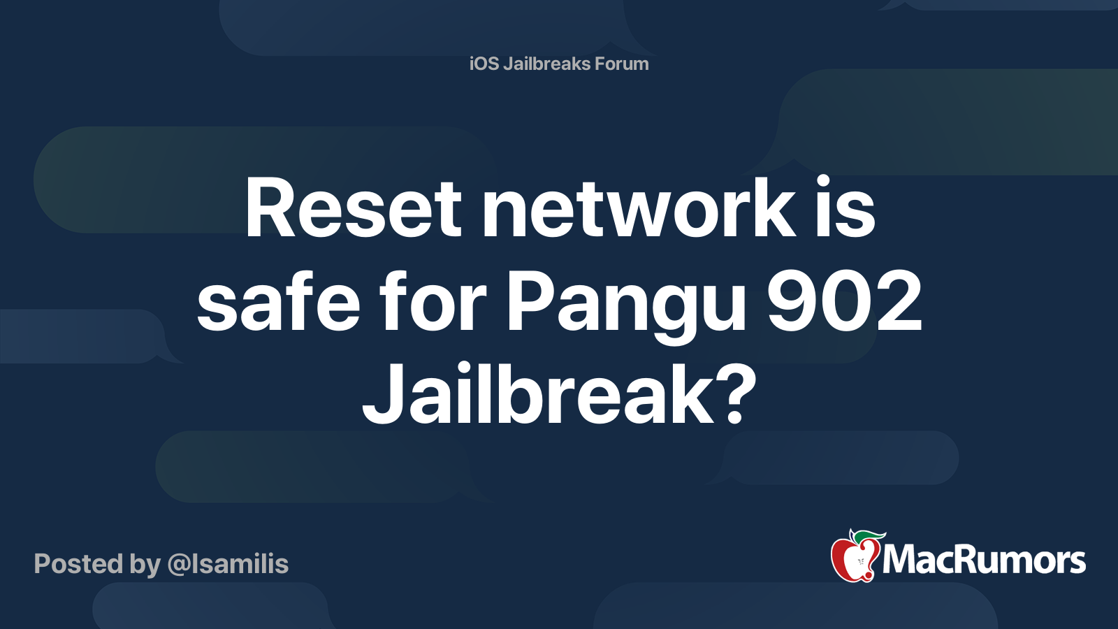 Reset network is safe for Pangu 902 Jailbreak? MacRumors Forums