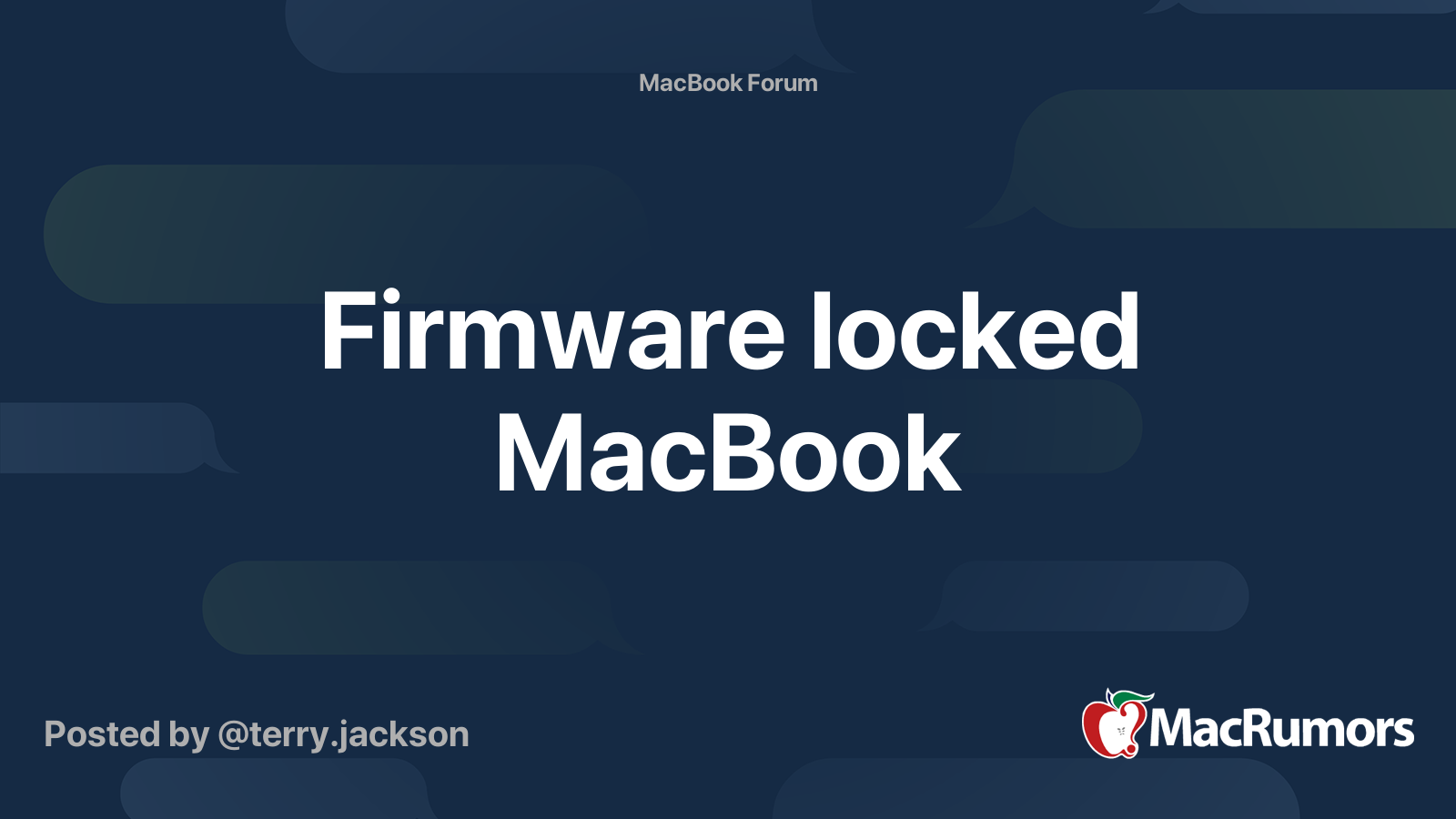 Firmware locked MacBook | MacRumors Forums