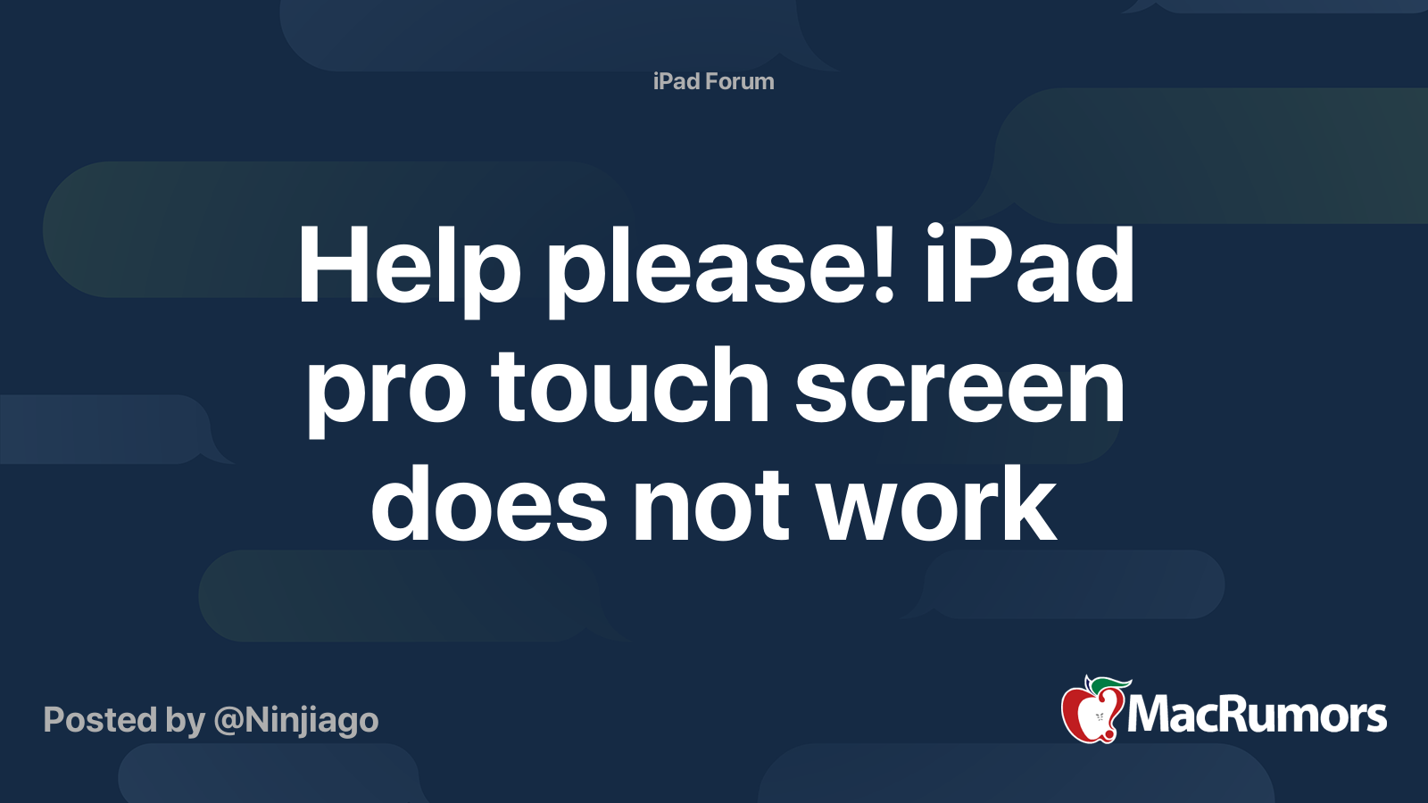 Help please! iPad pro touch screen does not work MacRumors Forums