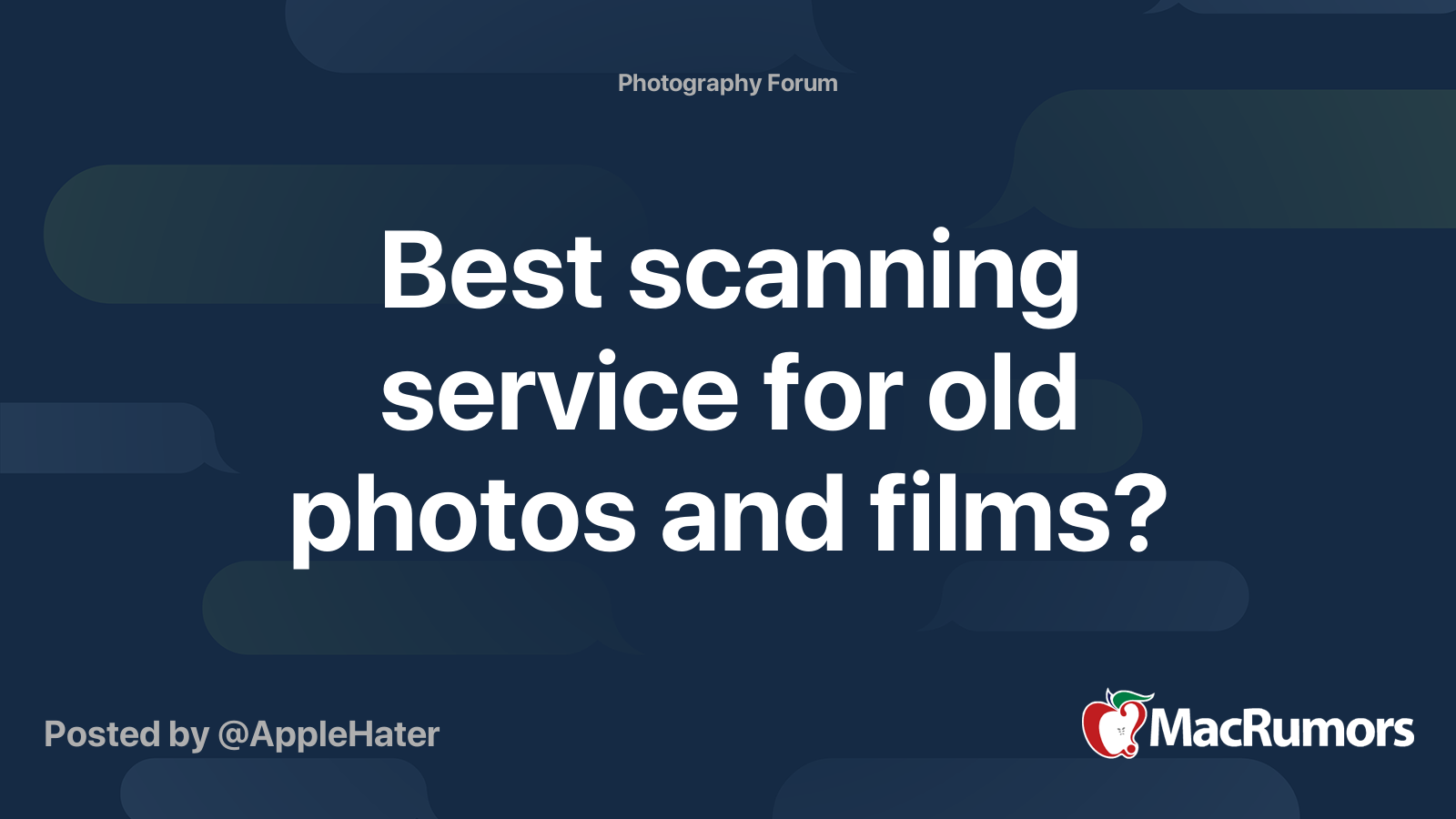 Best scanning service for old photos and films? MacRumors Forums