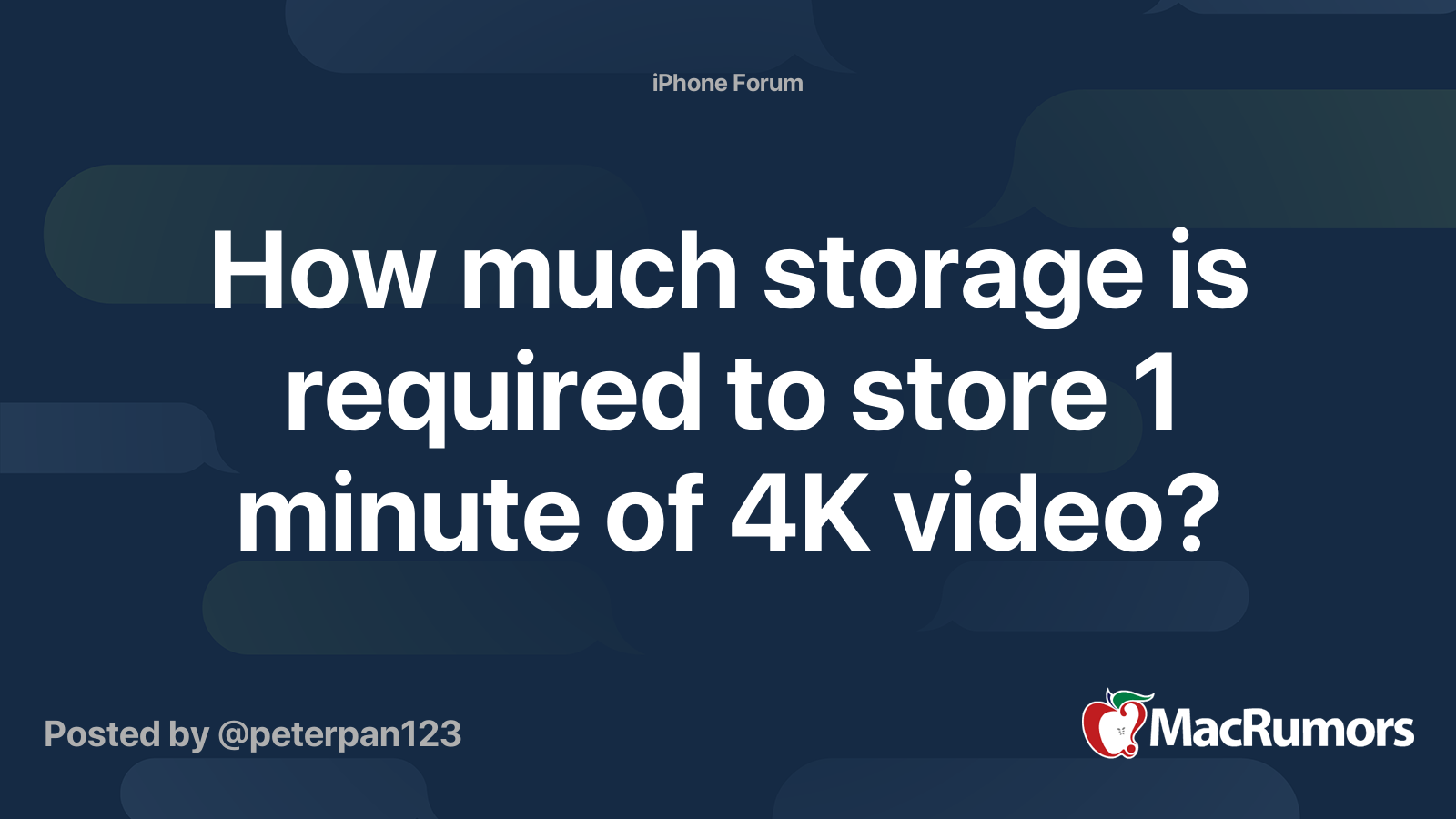 How much storage is required to store 1 minute of 4K video? MacRumors