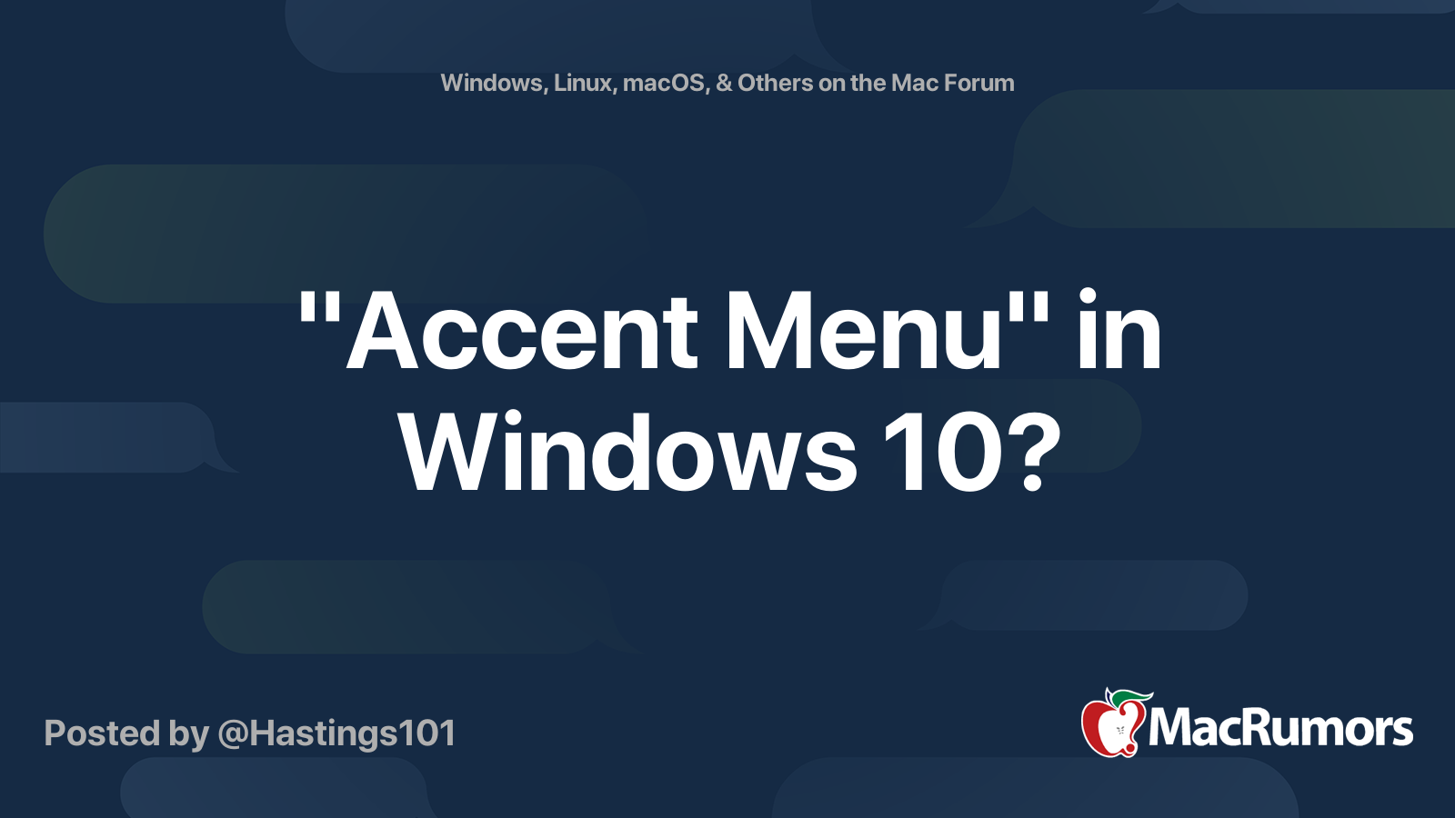 Accent Menu In Windows 10 Macrumors Forums
