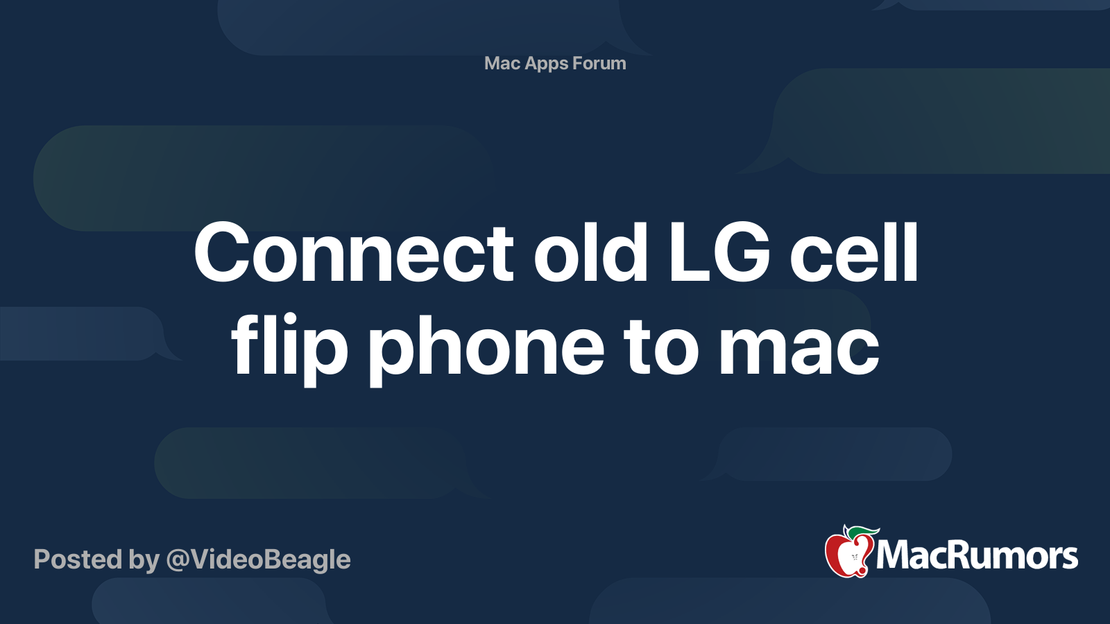 Connect Old Lg Cell Flip Phone To Mac Macrumors Forums