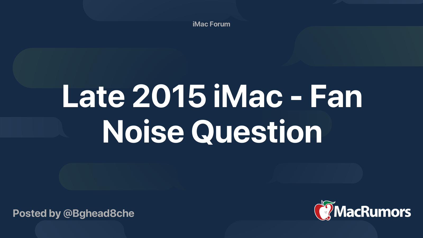 Late 2015 IMac Fan Noise Question MacRumors Forums