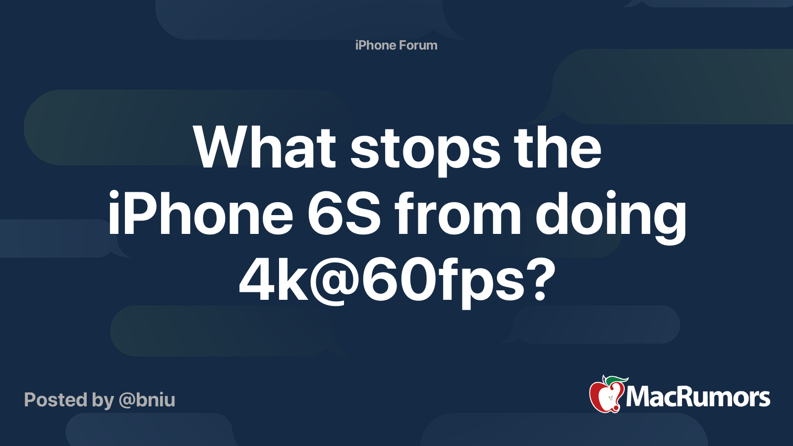 What Stops The Iphone 6s From Doing 4k 60fps Macrumors Forums