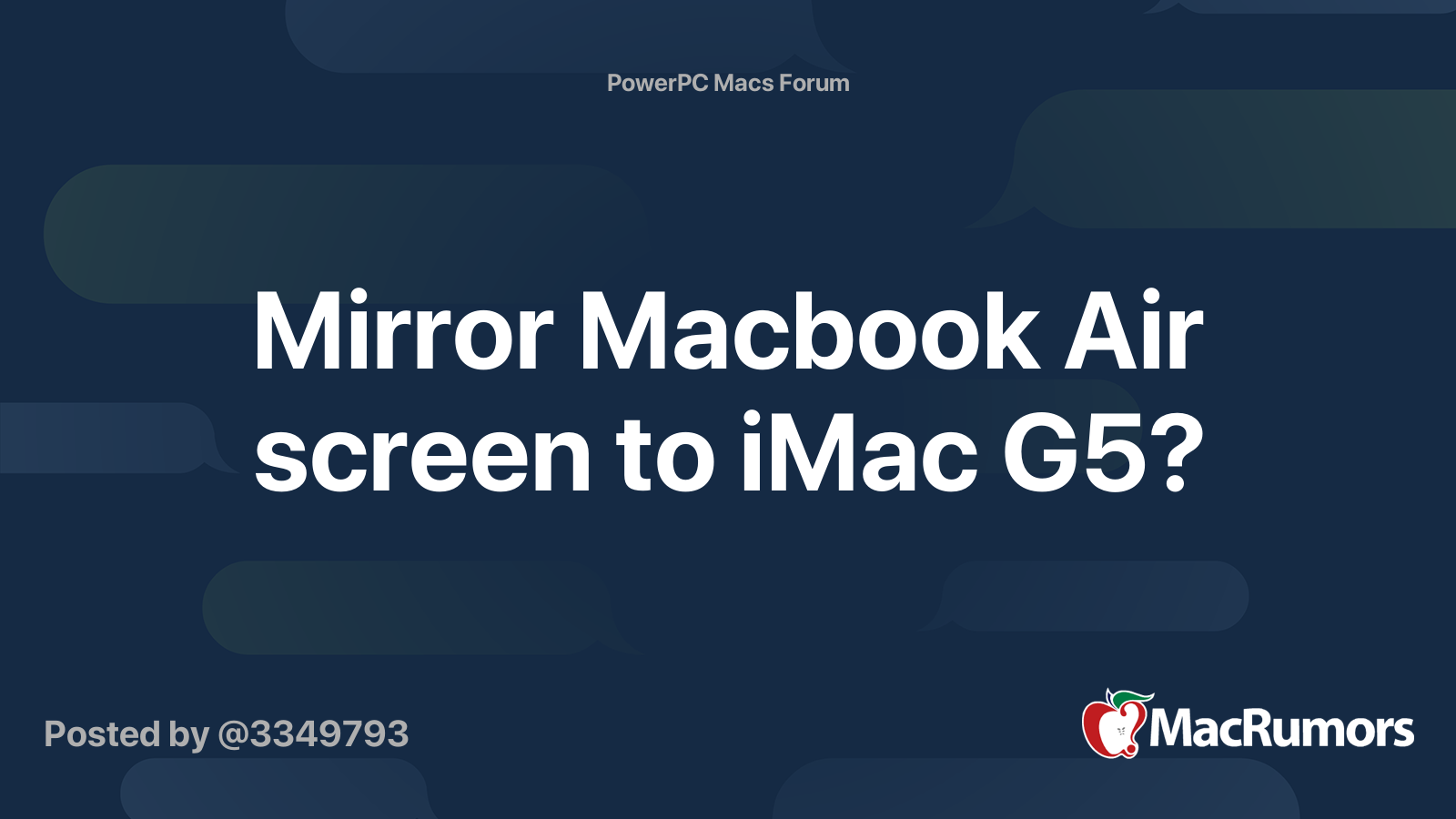Mirror Macbook Air screen to iMac G5? MacRumors Forums