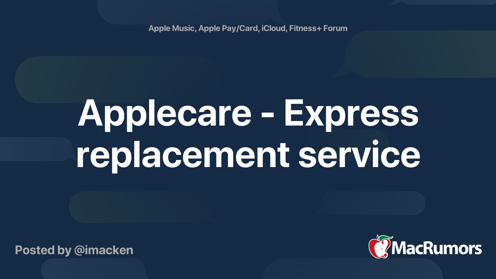 Applecare Express replacement service MacRumors Forums
