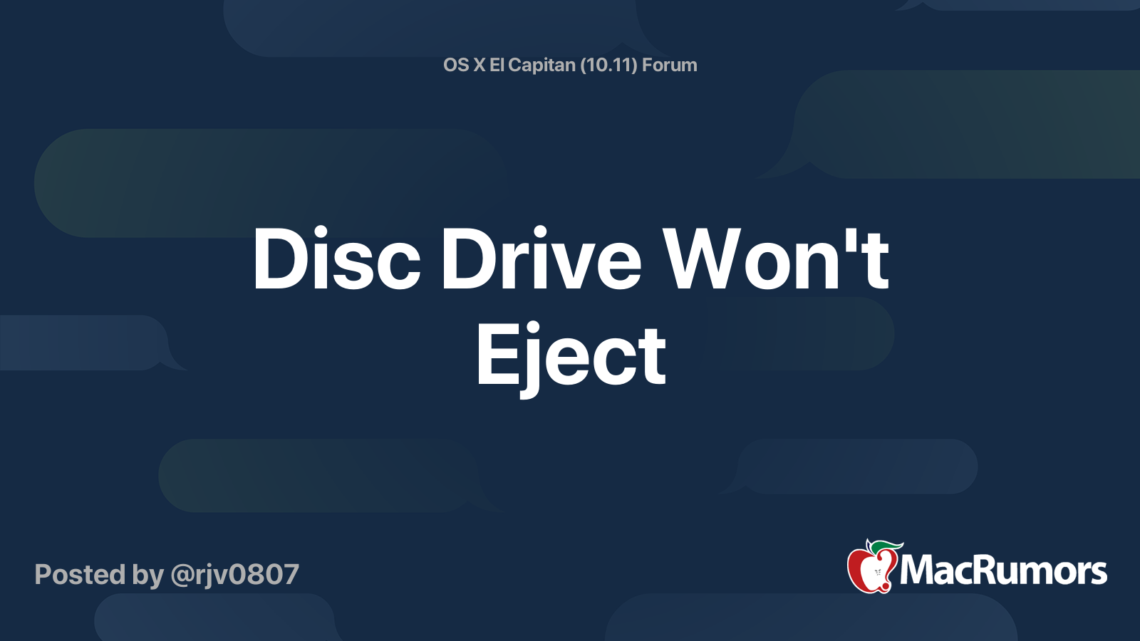 Disc Drive Won't Eject MacRumors Forums