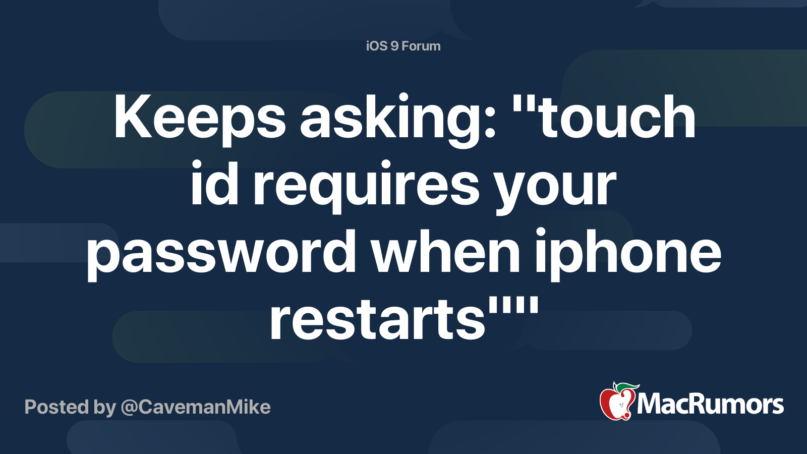 touch id requires password when mac restarts