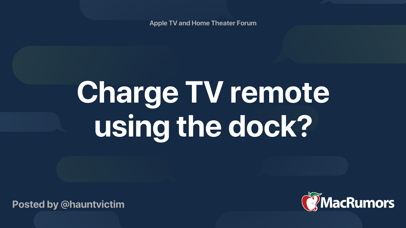 Charge TV remote using the dock? MacRumors Forums