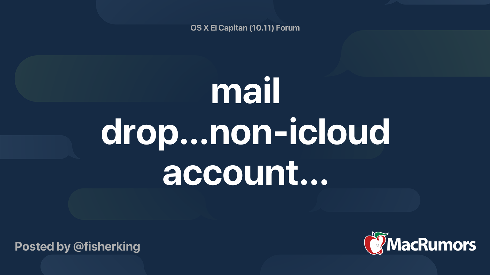 mail drop...nonicloud account... MacRumors Forums