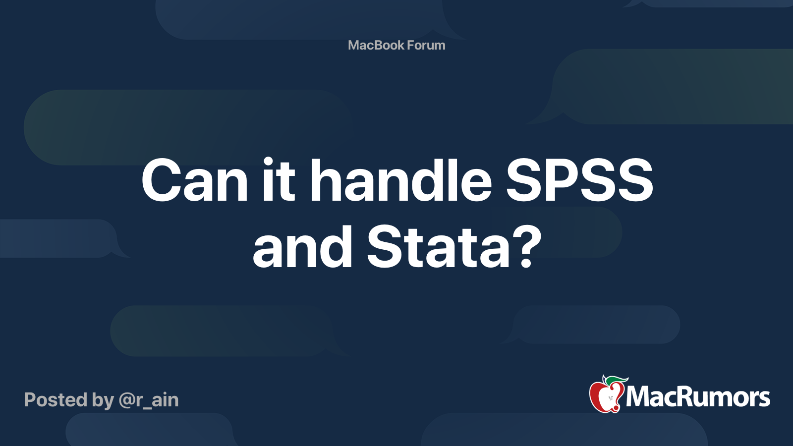 Can it handle SPSS and Stata? MacRumors Forums