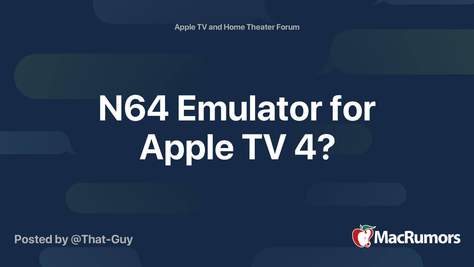 N64 Emulator for Apple TV 4? | MacRumors Forums