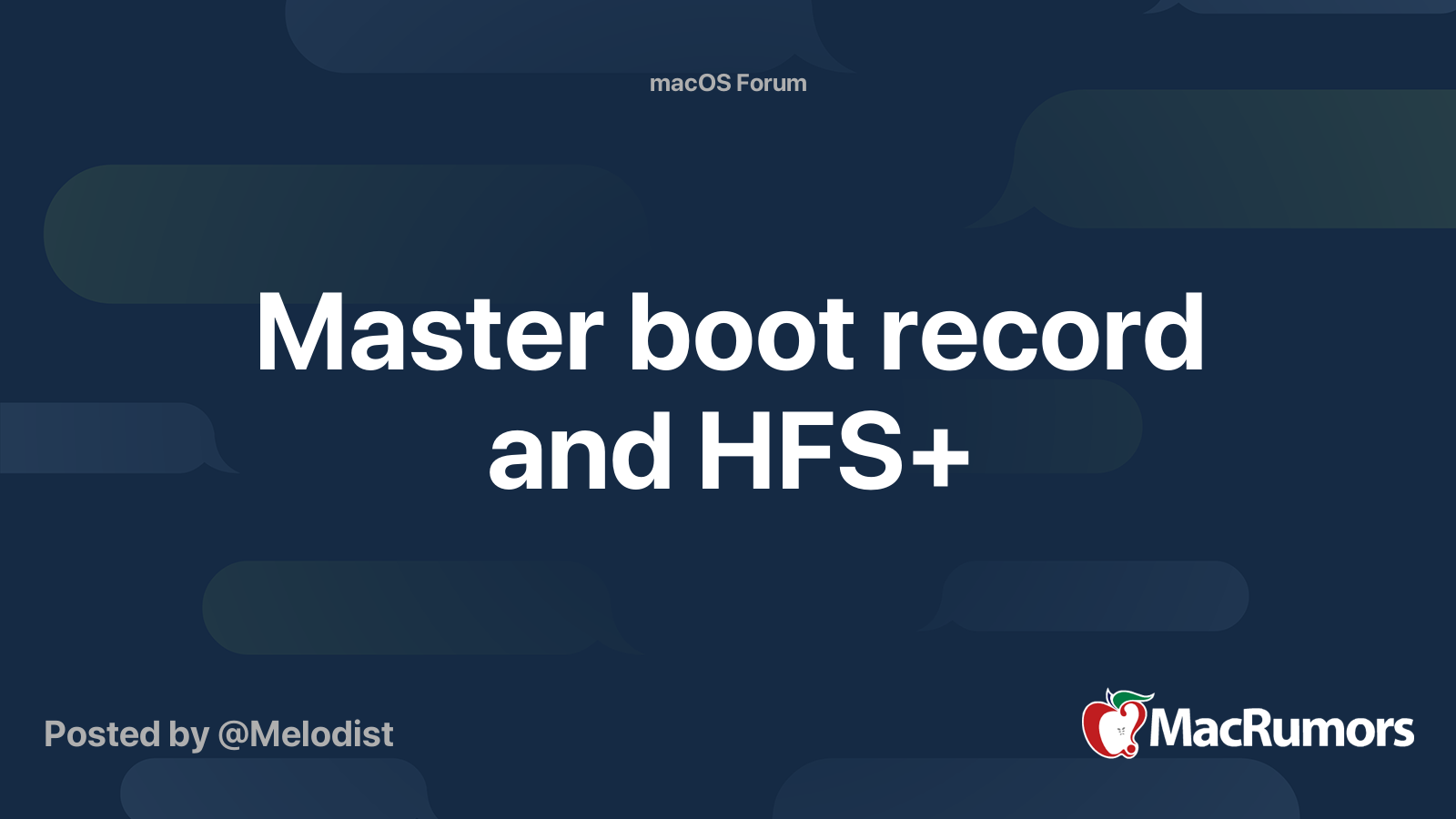 Master boot record and HFS+ MacRumors Forums